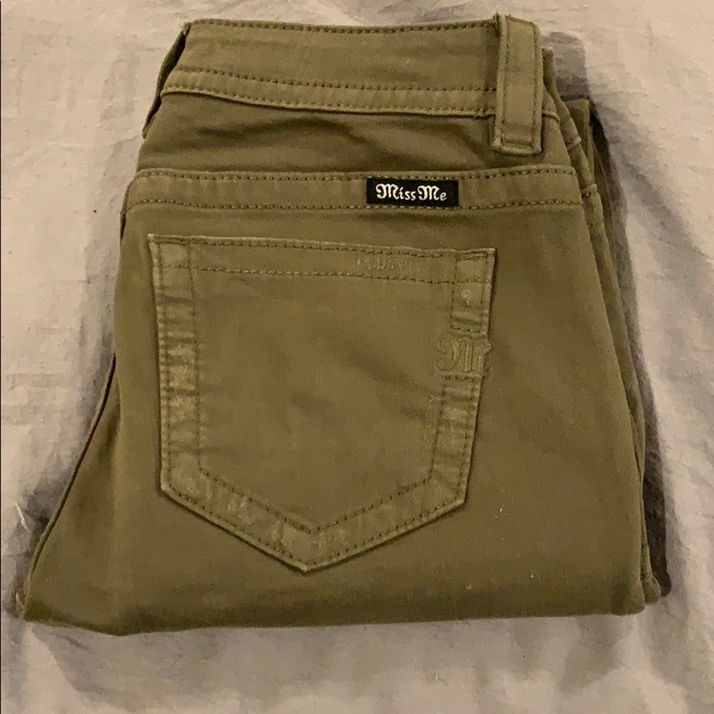Miss Me Navy Green Straight Jeans